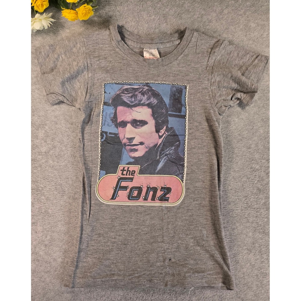 Vintage 70s The Fonz Happy Days TShirt Esprit Campus Heather Gray Youth 10 SM
